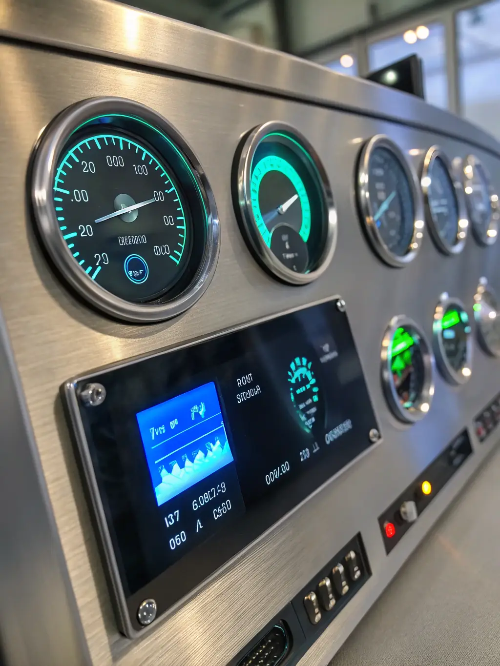 A detailed image of a smart city infrastructure control panel, showcasing real-time data streams and sensor networks, used to illustrate UrbanSync Technology's expertise in smart city infrastructure.